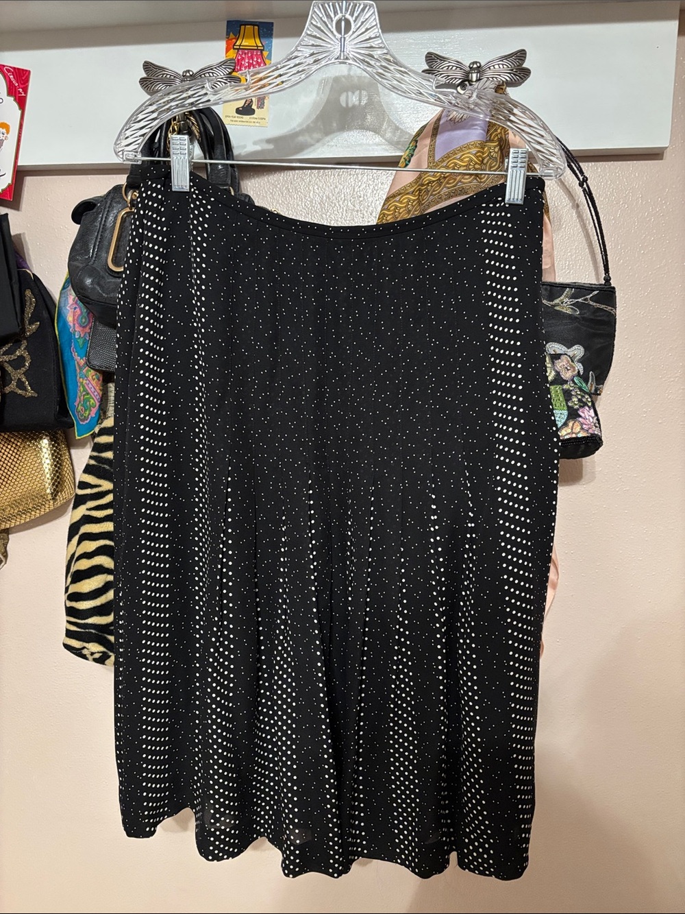 vintage polka dot silk midi skirt size 12p